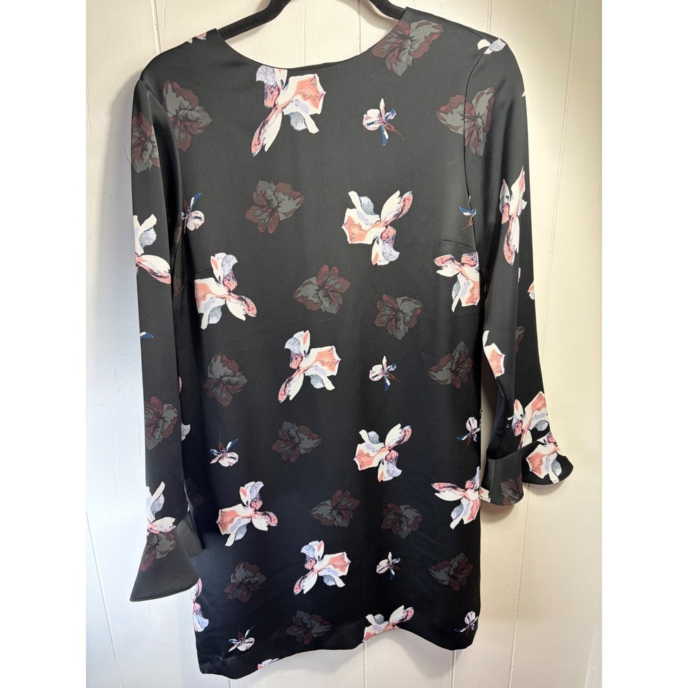 Banana Republic Floral Shift Dress Black Orchid Bell Sleeve 6P 396591-00 NWT